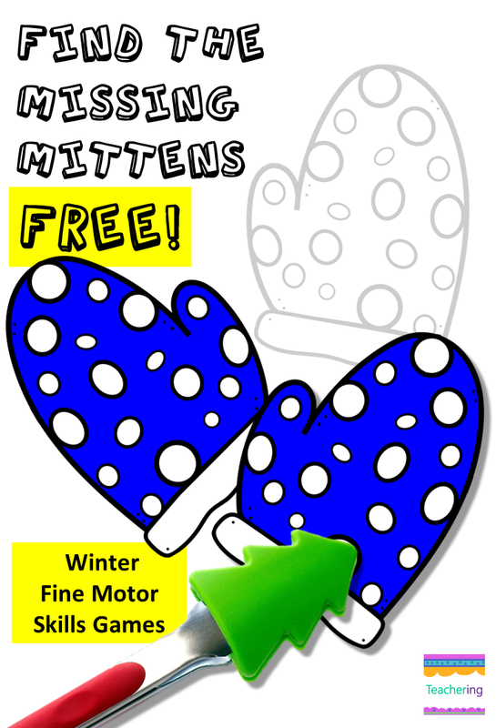 Preschool and kindergarten fine motor skills activities using tongs for winter centers.