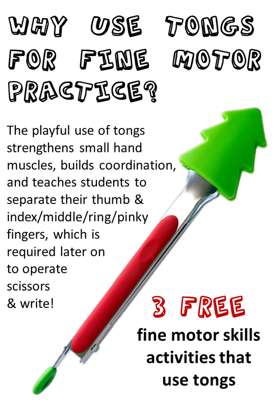 Why everyone is using kitchen tongs for small motor skills development! Tongs work tiny hand muscles and prepare students for using scissors and writing!